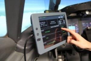 The touch screen of the Electronic Flight Bag allows pilots to easily use NASA's Traffic Aware Strategic Aircrew Requests software.