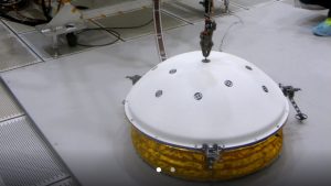 In the weeks after NASA's InSight mission reaches Mars in September 2016, the lander's arm will lift two science instruments off the deck and place them onto the ground. Credit: NASA/JPL-Caltech.