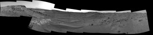 This view through a valley called 'Artist's Drive' from the Navigation Camera (Navcam) on NASA's Curiosity Mars rover shows the terrain ahead of the rover as it makes its way westward. This view from the Navigation Camera (Navcam) on NASA's Curiosity Mars rover shows the terrain ahead of the rover as it makes its way westward through a valley called "Artist's Drive." The Navcam recorded the component images of this mosaic on April 10, 2015, during the 951st Martian Day, or sol, of Curiosity's work on Mars. The valley is on the rover's route toward a higher site on Mount Sharp than the "Pahrump Hills" area the mission investigated at the base of the layered mountain. NASA's Jet Propulsion Laboratory, a division of the California Institute of Technology, Pasadena, manages the Mars Science Laboratory Project for NASA's Science Mission Directorate, Washington. JPL designed and built the project's Curiosity rover and the rover's Navcam.