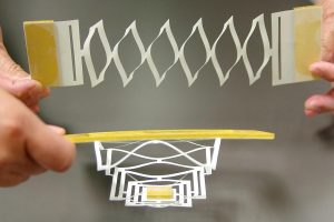 Graphene can be stretched and bent like this. (Image credit: Joe Wilensky/Cornell Chronicle)
