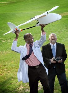 Engineers create a drone courier system that transports blood to diagnostic laboratories. (Image via John Hopkins University)