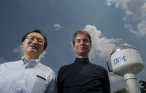 Siyuan Lu (left) and Hendrik Hamann (right) are members of the Physical Analytics team at IBM Research working on improving the accuracy of solar forecasting by using machine learning and Big Data analytics. (Jon Simon/Feature Photo Service for IBM)