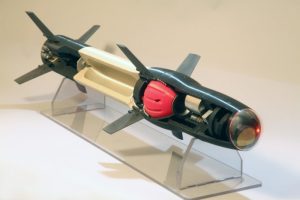 A model of the 3D-printed components of a missile. (Image via Raytheon)