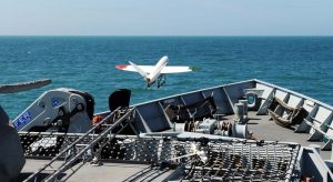 The 3d-printed UAV launches from HMS Mersey. (Image via Southampton University)