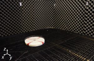 The prototype sensor is tested in a sound-dampening room. (Image Credit: Steve Cummer, Duke University)