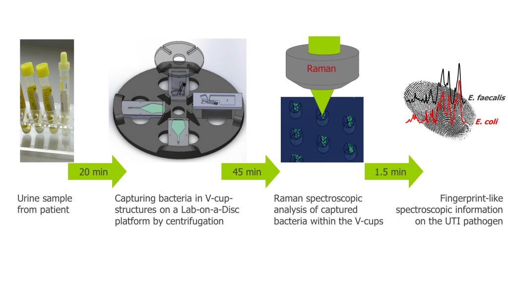 Workflow of the Lab-on-a-Disc device. (Image Credit: Ute Neugebauer/Jena University Hospital)