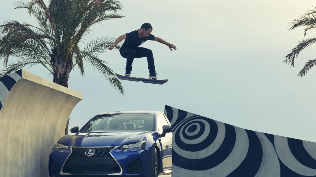 Pro skateboarder Ross tests out the Lexus Hoverboard. (Image via Lexus International)