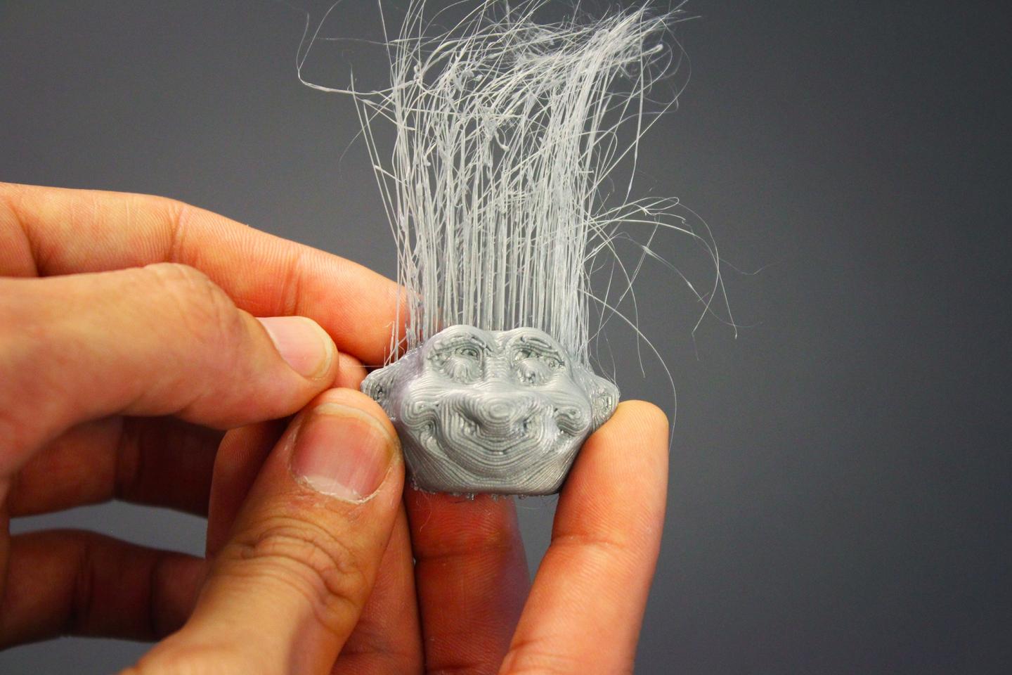 Hair-like fibers on a troll head. (Image Credit: Carnegie Mellon University)