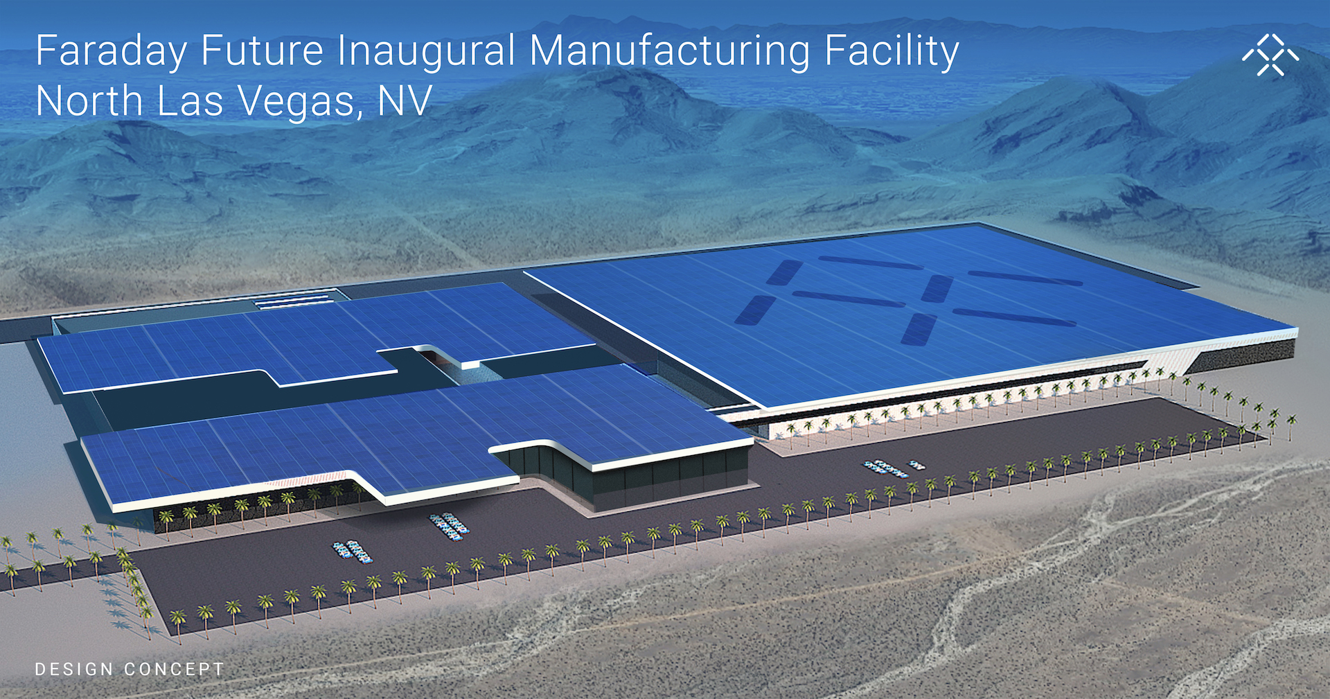 Plans for the Nevada-based manufacturing facility. (Image Credit: Faraday Future)
