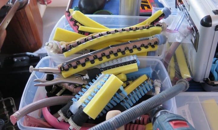 The team devised a modular design that allowed for easy in-field replacement and repairs -- and brought plenty of extra gripper components. (Image Credit: Kevin Galloway, Wyss Institute,Harvard University)