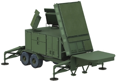 Artist's rendering of Raytheon's 360-degree capable Patriot radar array enhanced with gallium nitride- (GaN) based, Active Electronically Scanned Array (AESA) technology.