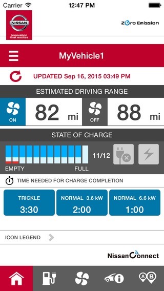 The NissanConnect EV app that Hunt and partner were able to hack and manipulate. (Image via Troy Hunt)