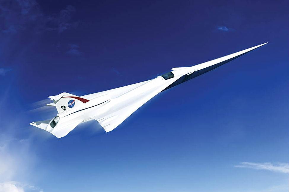 A possible Low Boom Flight Demonstration Quiet Supersonic Transport (QueSST) X-plane design. (Image Credit): Lockheed Martin