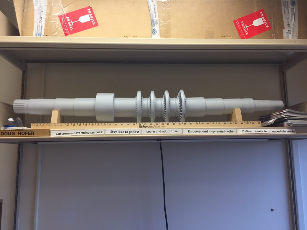 Prototype of GE’s sunrotor on a shelf at the research center. (Image Credit: GE Global Research)