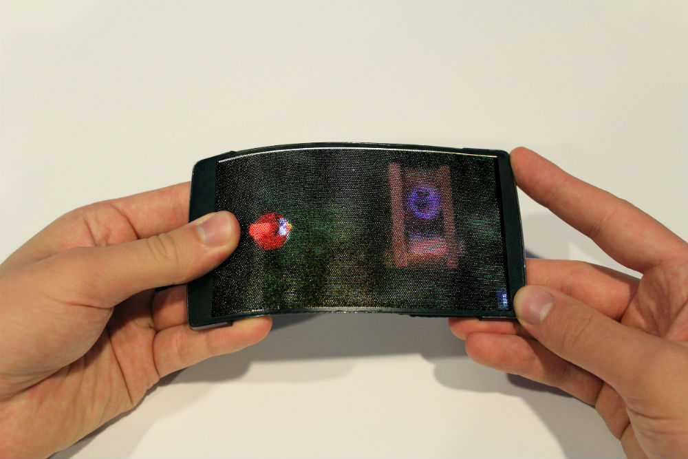 The HoloFlex smartphone. (Image Credit: Human Media Lab)