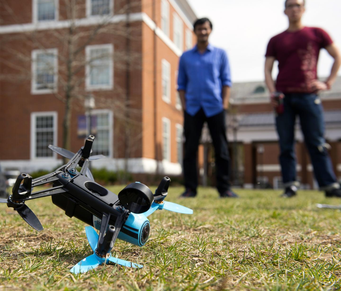 Johns Hopkins computer science graduate students and their professor discovered three security flaws in a popular hobby drone, all of which could which cause the small aircraft to make an "uncontrolled landing." (Image Credit: Will Kirk/Johns Hopkins University)