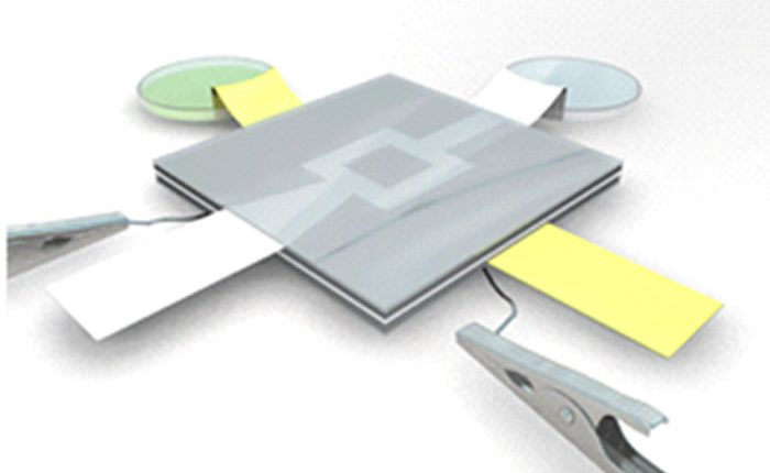 A 3D paper-based MFC system is developed to produce current. The device allows flow of the streams of Shewanella Oneidensis MR-1 (yellow) and the Potassium Ferricyanide (white) into the chambers. Proton exchange membrane is placed between the two chambers to separate the two liquids as well as allow the positively charged ions released in the biocatalytic breakdown of the anolyte to flow from the anode to the cathode. Credit: World Scientific