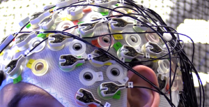 The cap monitors brain activity to control drones. (Image via ASU/Vimeo)