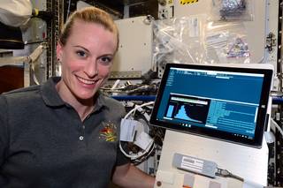 NASA Astronaut Kate Rubins sequenced DNA in space for the first time ever for the Biomolecule Sequencer investigation, using the MinION sequencing device. (Image Credit: NASA)