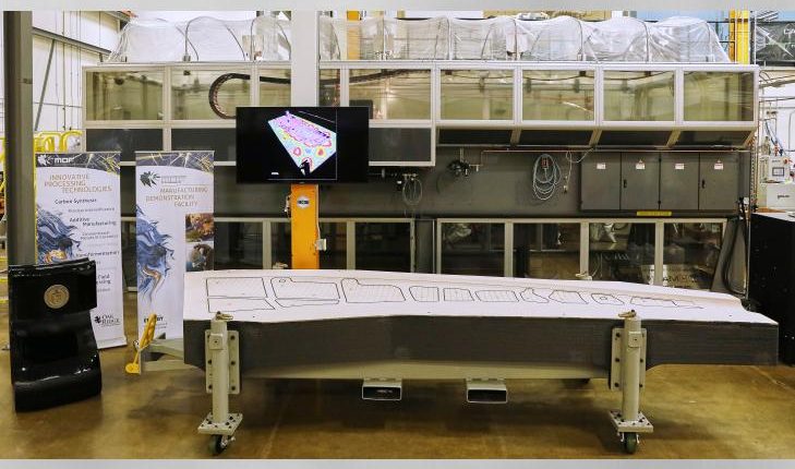 A 3D printed trim tool developed by ORNL and Boeing to be used in building Boeing’s 777X passenger jet has received the title of largest solid 3D printed item by Guinness World Records. (Image via ORNL)