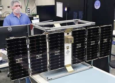 One of the eight microsatellites in the CYGNSS constellation under construction.