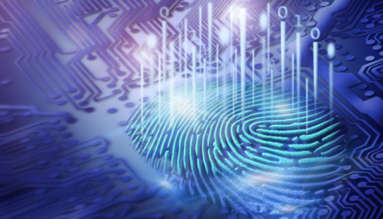 digital fingerprint on motherboard backgrounds, digital security and access concepts