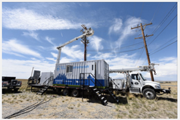 To demonstrate the ability of the Constrained Cyber Communication device to block a cyberattack on the power grid, researchers constructed a 36-foot long mobile substation Credit: Chris Morgan, Idaho National Laboratory