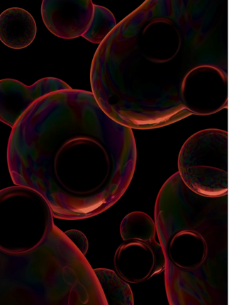 An artist’s rendering of colliding bubbles that produce extremely low-frequency gravitational waves. CREDIT: RICCARDO BUSCICCHIO