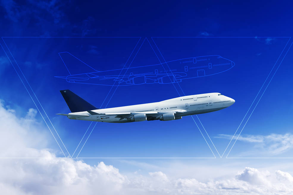 This conceptual art shows the main idea behind the "digital twin" – could a computer model be created that can predict how an aircraft or component will perform over time?