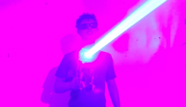 DIY Laser Guy with his homeade laser shotgun. 